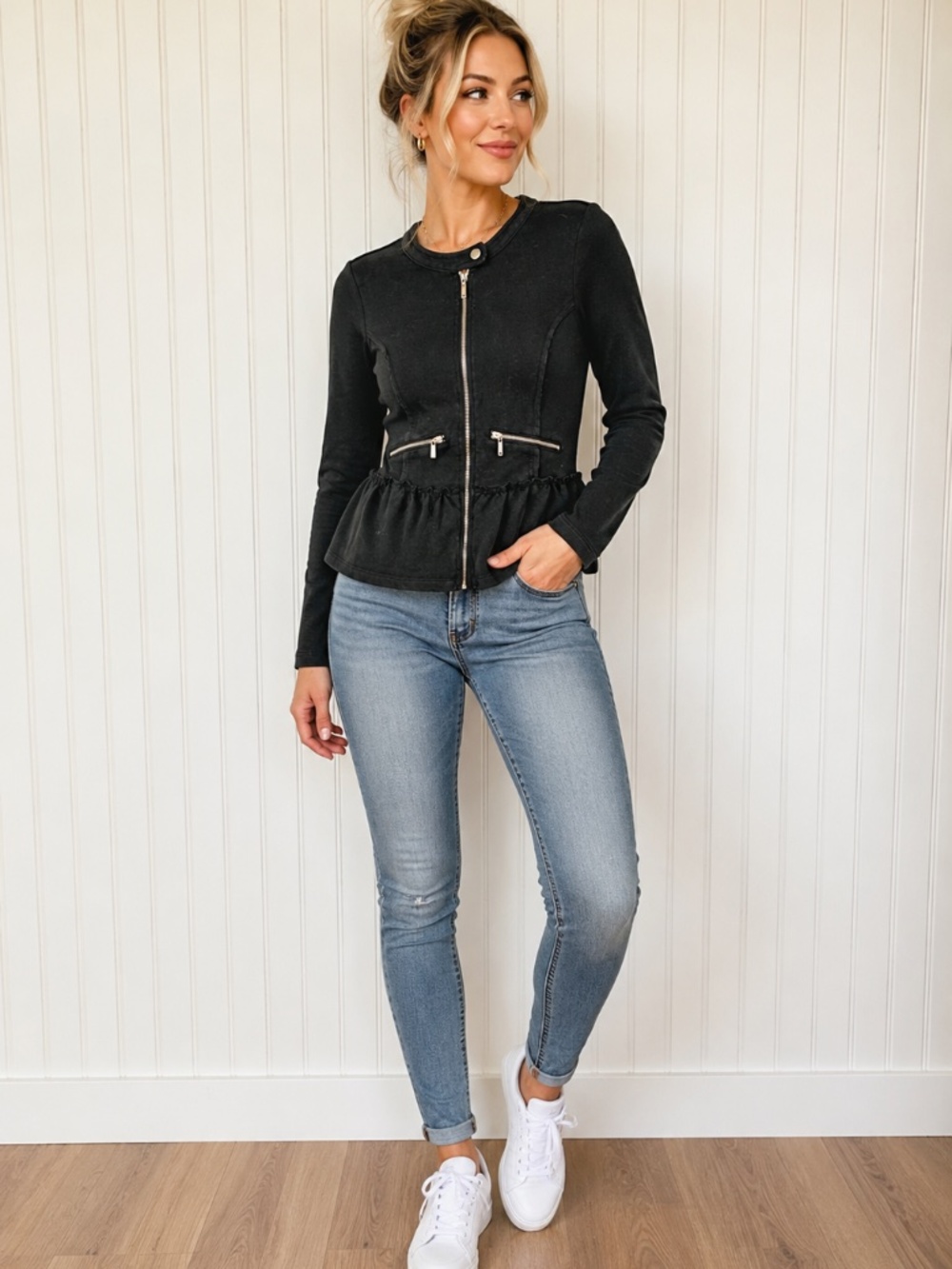 Guess | Zip Up Sweater Black Small